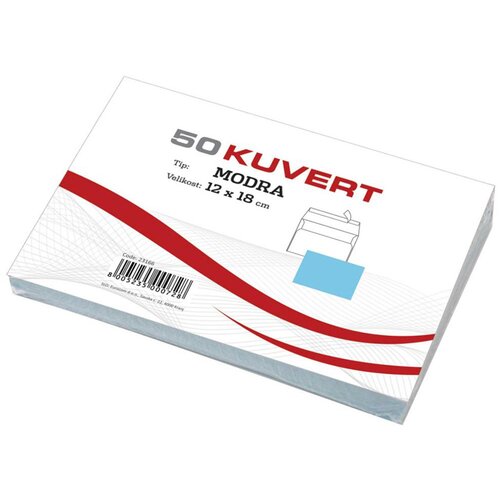  Kuverta B6, 180 x 120 mm, modra, 50 kosov Slike