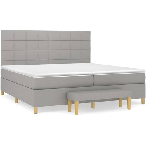 Maison Chic Box spring postelja - Vzmetna postelja z vzmetnico svetlo siva 200x200 cm blago SL6869, (21907536) Cene
