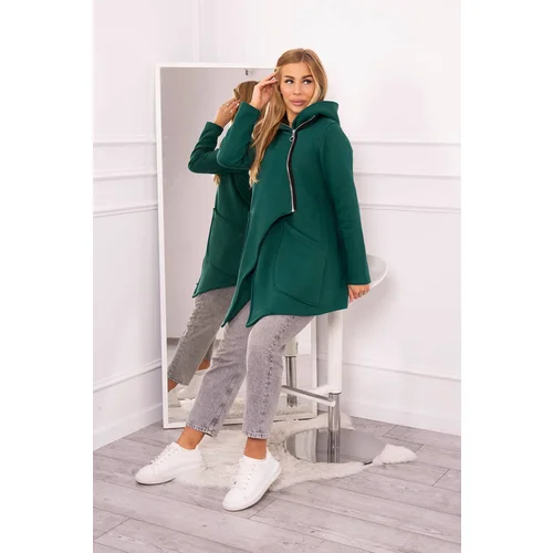 Kesi Insulated sweatshirt with asymmetrical zipper in dark green color