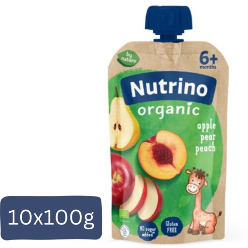 Nutrino organic Pauč, Jabuka, kruška, breskva, 100g, 10 komada Cene