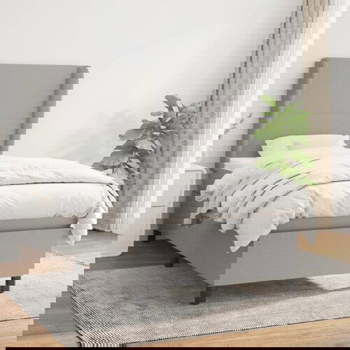 VidaXL Box spring postelja z vzmetnico svetlo siva 90x190 cm blago Slike