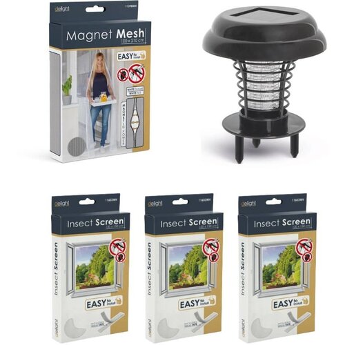 Delight UV paket proti insketom – magnetna mreža za vrata bela 210x100cm + 3x komarnik za okno 150×150cm bel + UV LED past za insekte Cene