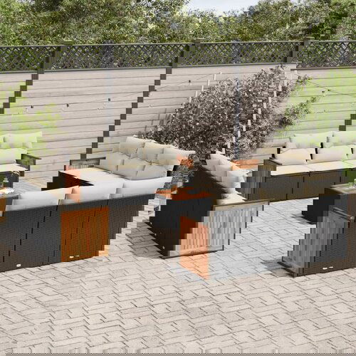 vidaXL 13-dijelni set vrtnih sofa s jastucima poliratan crni Cijene