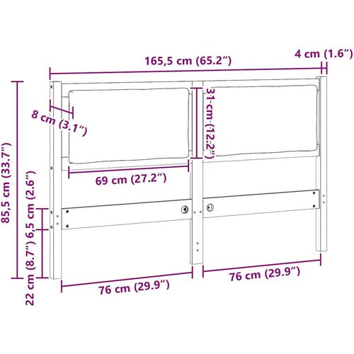  Uzglavlje Ostalo Smeđa 160 cm Masivna borovina Slike