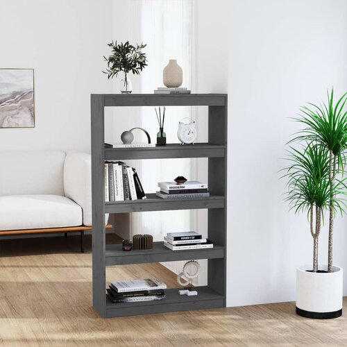 Furnova Knjižna omara/pregrada siva 80x30x135,5 cm trdna borovina, (21932824) Cene