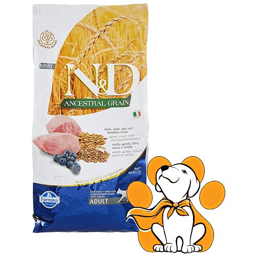 N&d ancestral Grain Adult Lamb, Spelt, Oats & Blueberry Recipe 5kg, Granule Slike