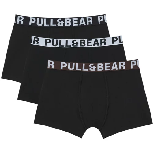 Pull&Bear Bokserice smeđa / svijetlosiva / crna
