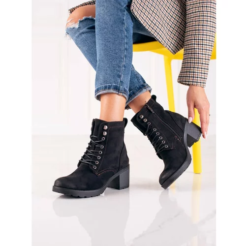 W. POTOCKI lace-up women's ankle boots with heels potocki made of ecological suede