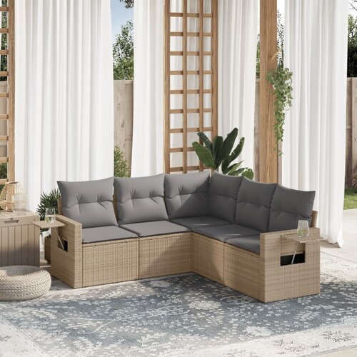 vidaXL 5-dijelni vrtni set sofa s jastucima bež od poliratana Cijene