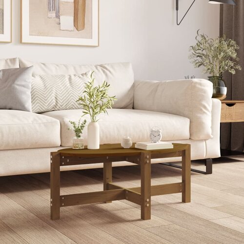 vidaXL Klubska mizica medeno rjava 87x48x35 cm trdna borovina Cene