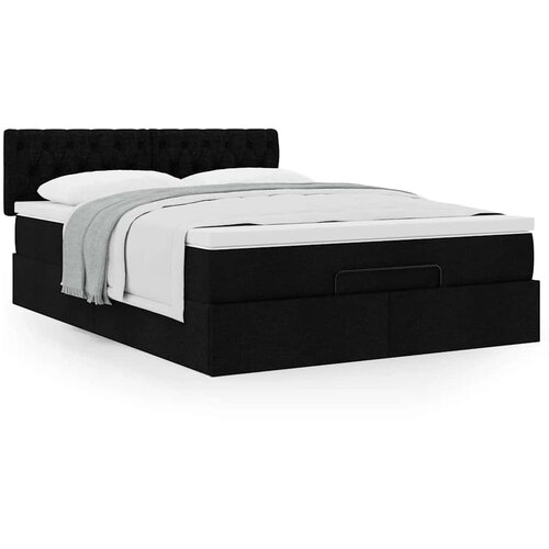 VidaXL Otomanski krevet s madracem crni 140x190cm od tkanine Slike