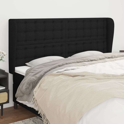 vidaXL Vzglavje z u&scaron;esi črno 183x23x118/128 cm blago Cene