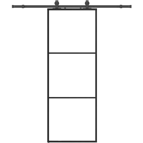 vidaXL drsna vrata z opremo črna 76x205 cm esg steklo, (21749550) Cene