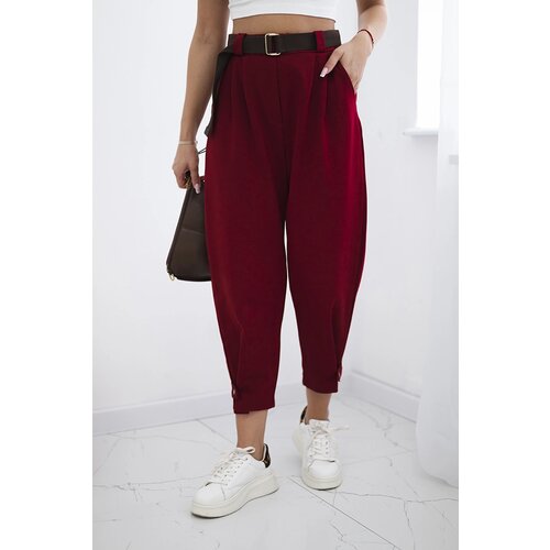 Kesi Włoski Punto trousers with leg closure burgundy Cene