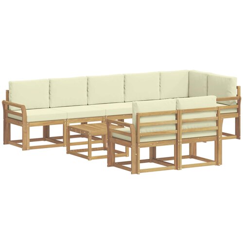 vidaXL Zunanja garnitura za sedenje 9 pcs Bela in krem Poliester, (5000282507) Cene