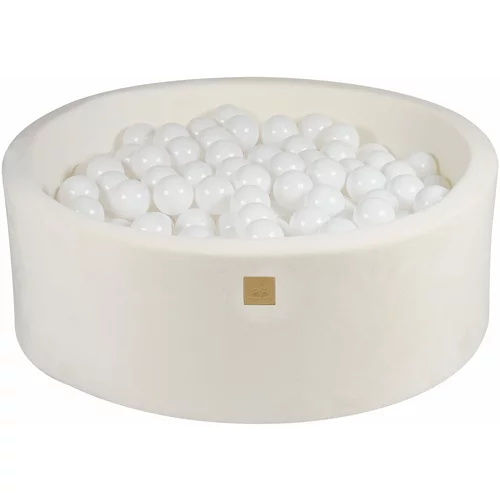 MeowBaby Okrogli otroški bazeni iz pene ® 90x30 cm, Supersoft Velvet, beli, 200 žogic: bele, (20733773)