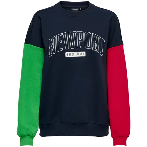 Only Sweater majica 'Lauren' mornarsko plava / limeta / crvena / bijela