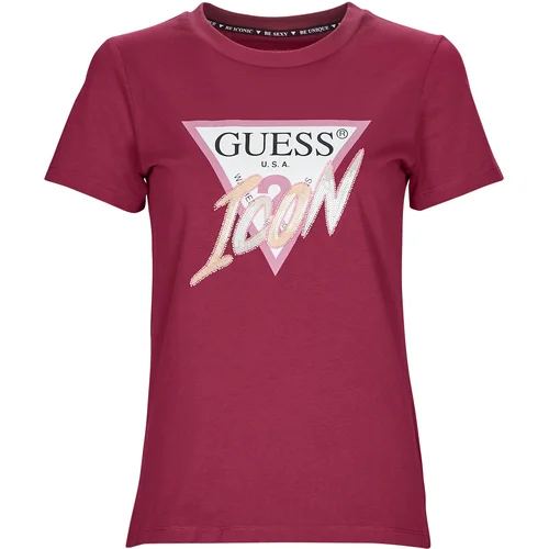 Guess Majice s kratkimi rokavi SS CN ICON TEE Bordo