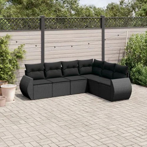 vidaXL 6-dijelni set vrtnih sofa s jastucima crni od poliratana