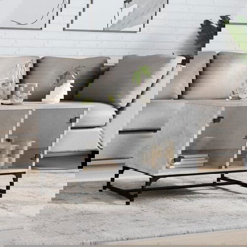  The Living Store Klubska mizica s steklenimi vrati betonsko siva 68,5x50x50 cm - Klubska Mizica, (21448258) Slike