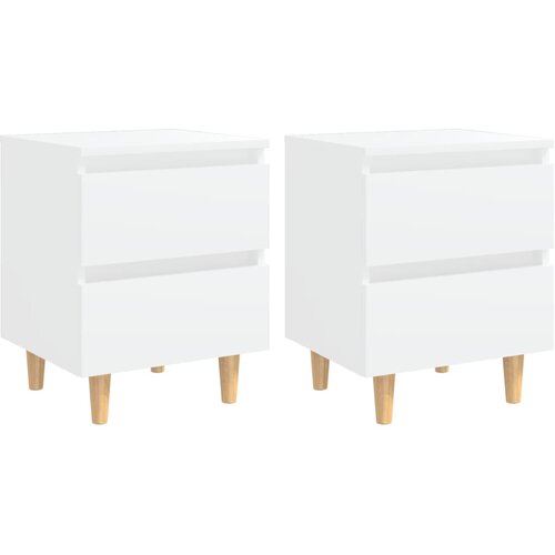  Noćni ormarići s nogama od borovine 2 kom bijeli 40x35x50 cm Slike