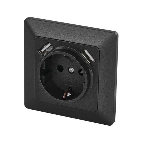  Vtičnica z USB 2,1A max., schuko, antracit Slike