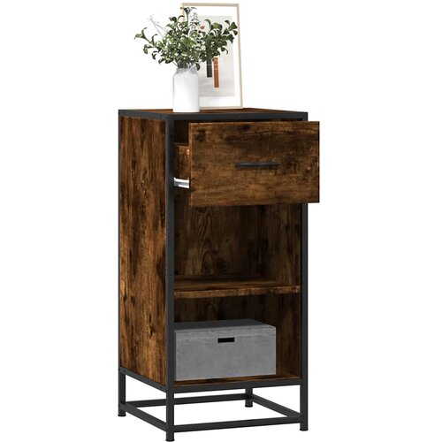  Komoda boja hrasta 35,5x35x76 cm konstruirano drvo i metal Slike