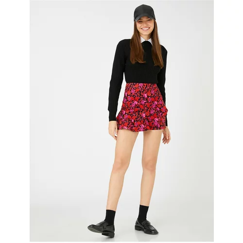 Koton Floral Shorts Skirt Flounces High Waist