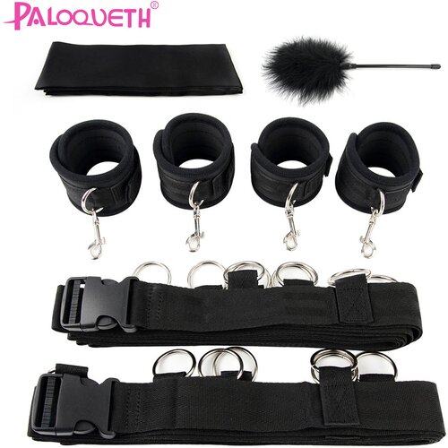 Paloqueth BDSM Sex Bondage Set for Bed Q01-0007 Black Cene