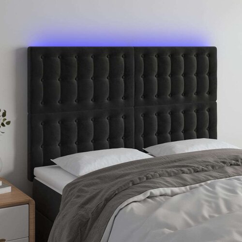  LED posteljno vzglavje črno 144x5x118/128 cm žamet, (20935976) Slike
