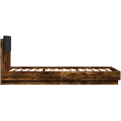  Okvir za krevet s uzglavljem i LED svjetlima boja hrasta Smeđa 100 x 200 cm Slike