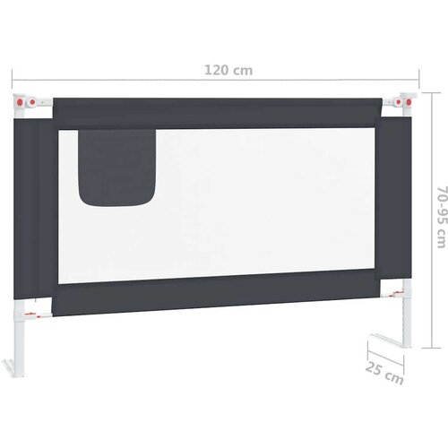 VidaXL sigurnosna ograda za dječji krevet tamnosiva 200x25 cm tkanina Slike