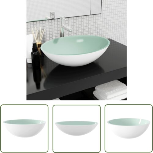 The Living Store Stekleni umivalnik 50x37x14 cm bel - Umivalnik, (21744728) Cene
