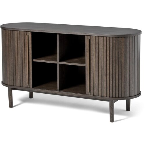 Unique Furniture Rjava komoda v hrastovem dekorju z drsnimi vrati 140x76x45 cm Meta &amp;ndash; Slike