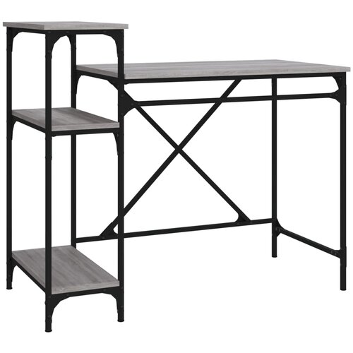 Maison Chic Pisalna miza - pisarni&amp;scaron;ka miza - Računalni&amp;scaron;ka miza s policami siva sonoma 105x50x90cm inž. les železo, (21785098) Slike