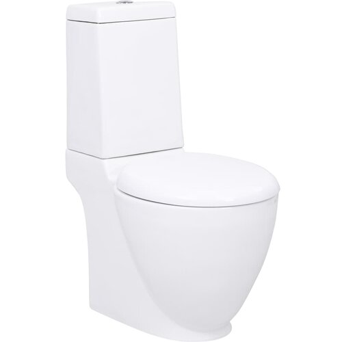 The Living Store Keramična WC školjka okrogla pretok vode spodaj bela - WC Školjka, (21751319) Cene