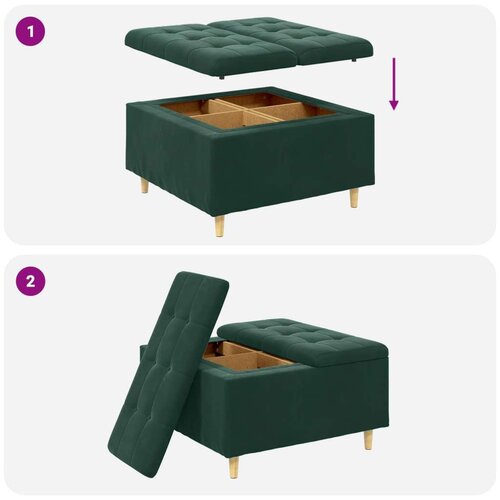  Stolica s dugmadi s jastukom Tamnozelena 80 x 80 x 45 cm Bar&amp;scaron;un Slike