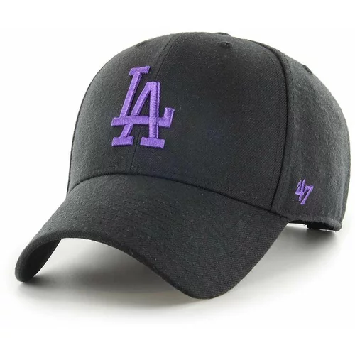 47 Brand Kapa iz mešanice volne MLB Los Angeles Dodgers črna barva
