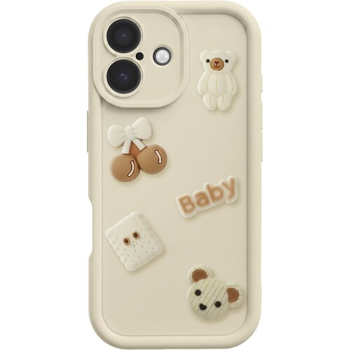AVIZAR Ovitek za iPhone 17 s 3D Kawaii Medvedki in Dvignjenim Robom, Bež, (5000275175) Cene