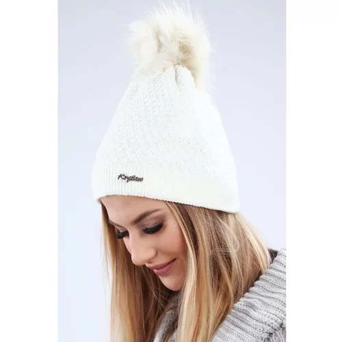 Fasardi Cream hat with silver thread for winter