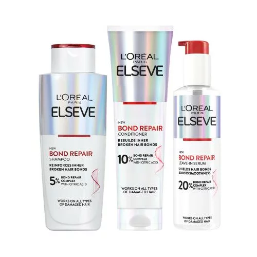 L'Oréal Paris Elseve Bond Repair Leave-In Serum Set serum za kosu 150 ml + šampon 200 ml + regenerator 150 ml za ženske