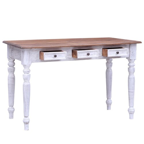  Radni stol s ladicama bijeli 117 x 57 x 75 cm masivni mahagonij Slike