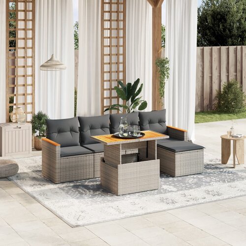 VidaXL 6-dijelni set vrtnih sofa od poliratana s jastucima sivi Slike
