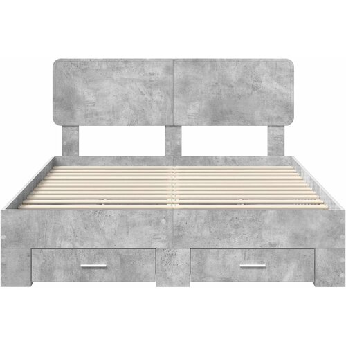  Krevetna konstrukcija s ladicama Betonski sivi 160 x 200 cm Siva 203 x 163 x 90 cm Slike