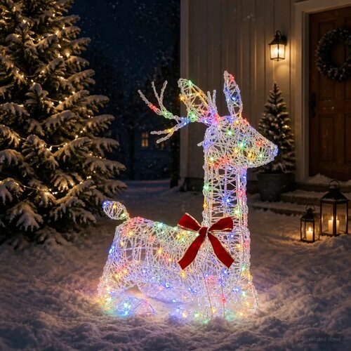  3D Božićni irvas LOVIISA 140 LED lampica Vi&amp;scaron;ebojno - &amp;Scaron;areni Slike