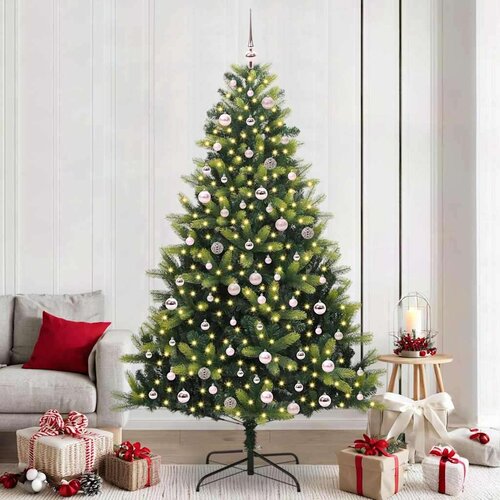  Umjetno hinged božićno drvce 300 LED Zelena 240 cm PVC i PE Cijene