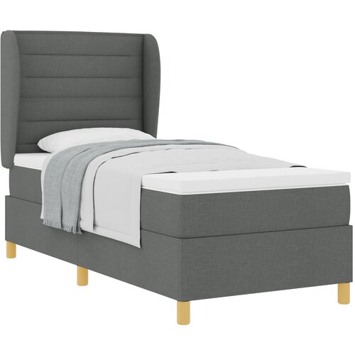 VidaXL Box Spring postelja z vzmetnico temno siva 100x200 cm tkanina Slike