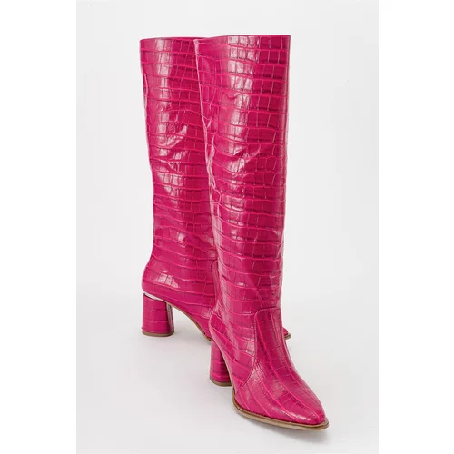 LuviShoes BELIS Women's Fuchsia Print Heeled Boots
