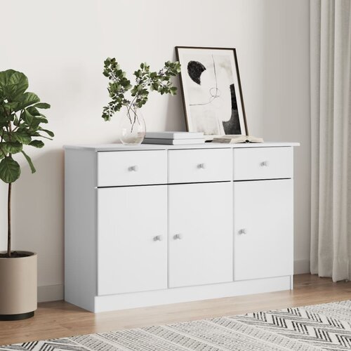 The Living Store Komoda ALTA bela 112x35x73 cm trdna borovina - Komoda, (21661026) Slike