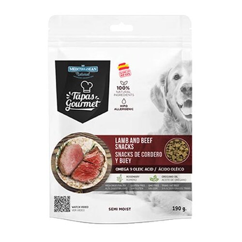 Mediterranean_Natural Poslastica za pse sa ukusom jagnjetine i govedine Tapas, 190g Cene